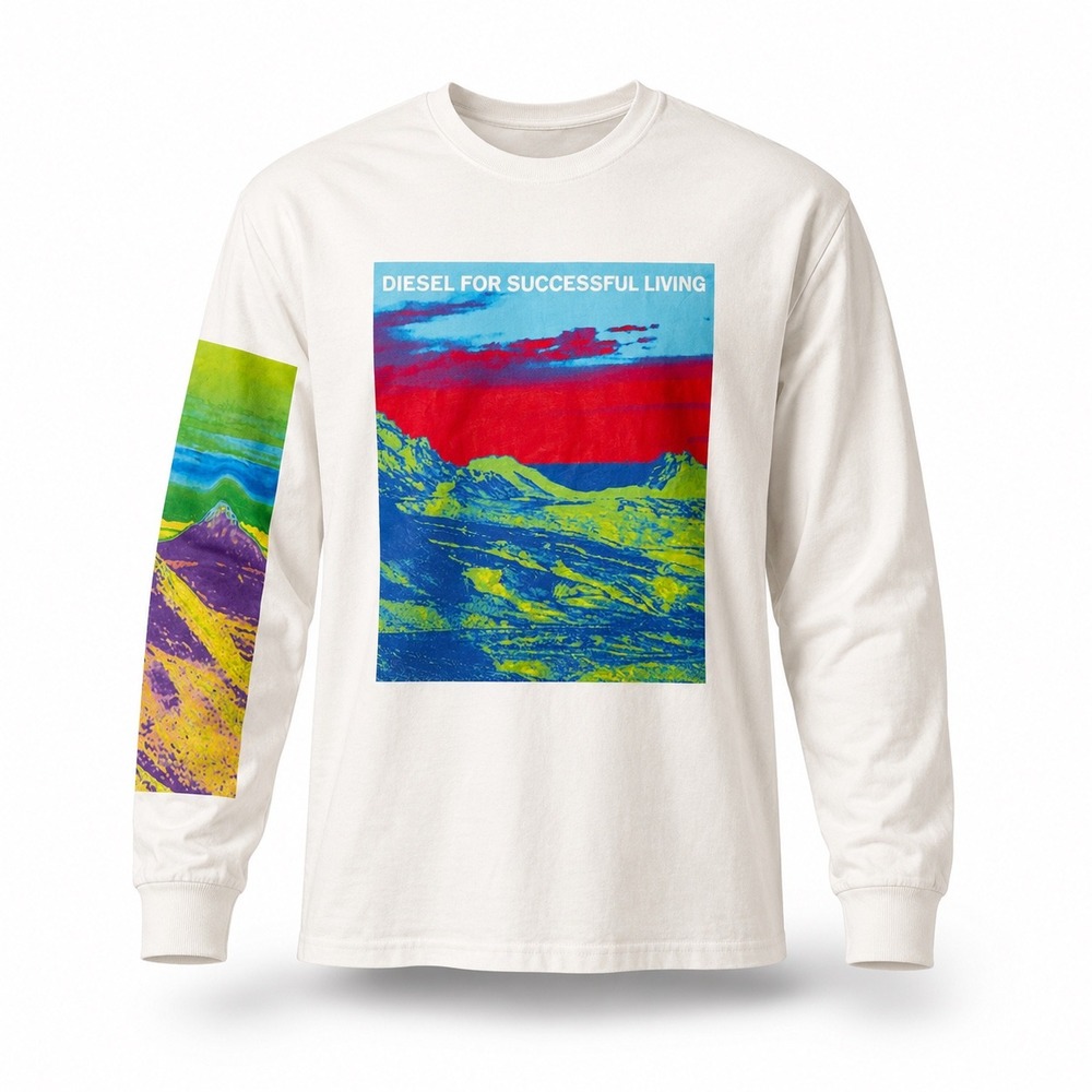 Diesel‎ Shirt Youth 12Y XL Long Sleeve T-Justi Psychedelic Mountain Cotton